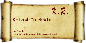 Krizsán Robin névjegykártya